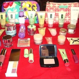 36 piece CLINIQUE makeup/creams/lotions/bags NEW